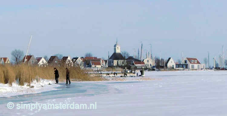 Winter landscape at dike village Durgerdam